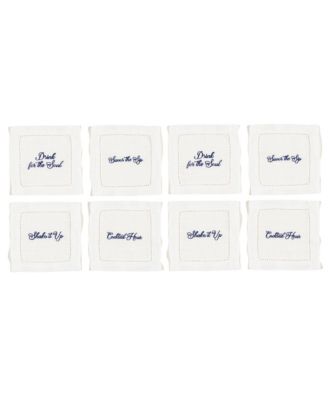  Prusa 4Pcs Embroidered 100% Polyester Cocktail Napkin 8 Pcs Set, 6" x 6"