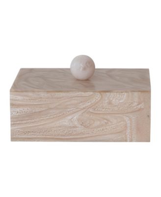  Handmade Marbled Resin Decorative Storage Box with Wood Knob Handle
