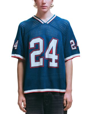 V Neck Knit Jersey Varsity Shirt