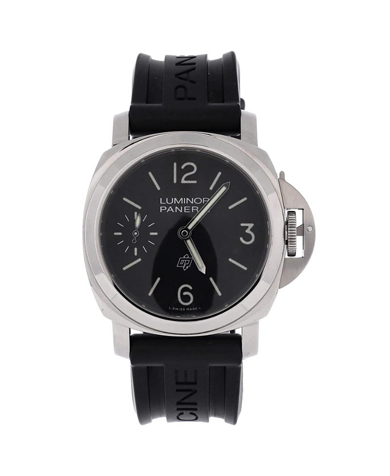 Pre-Owned Panerai Luminor Base Logo Manual Watch in Stainless Steel and Rubber 44mm