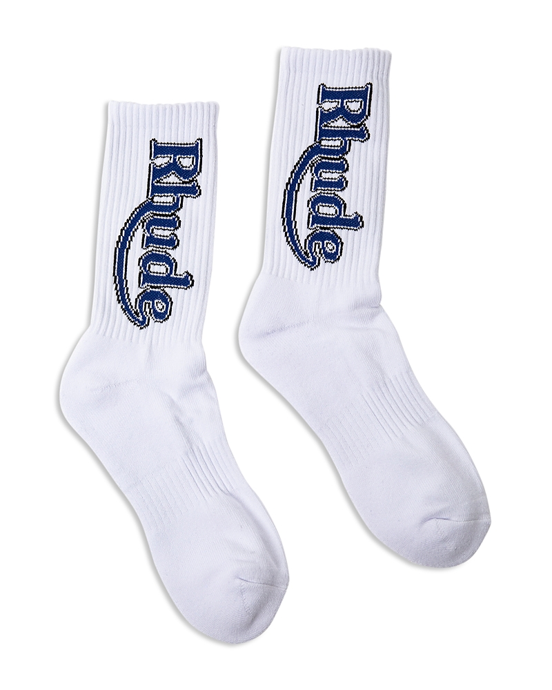 R H U D E Vertical Race Track Crew Socks