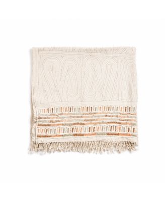  Unah Coral Fully Hand Embroidered Handwoven Organic Cotton Throw