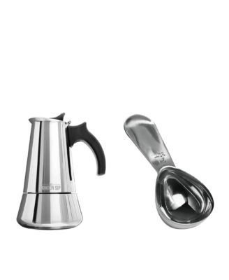  Espresso Maker & Coffee Spoon Bundle, 10 Cup