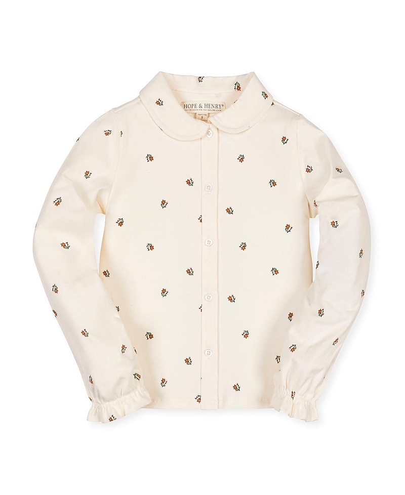 Hope & Henry Girls' Organic Peter Pan Collar Knit Top - Little Kid, Big Kid