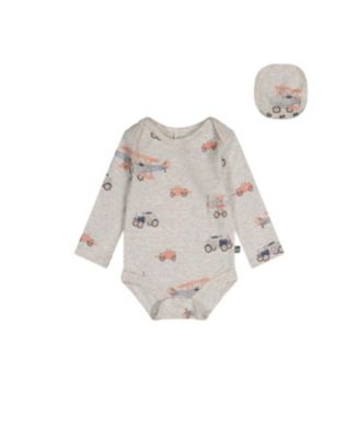Boys' Organic Cotton Airplane Snap Envelope Neck Romper - Baby