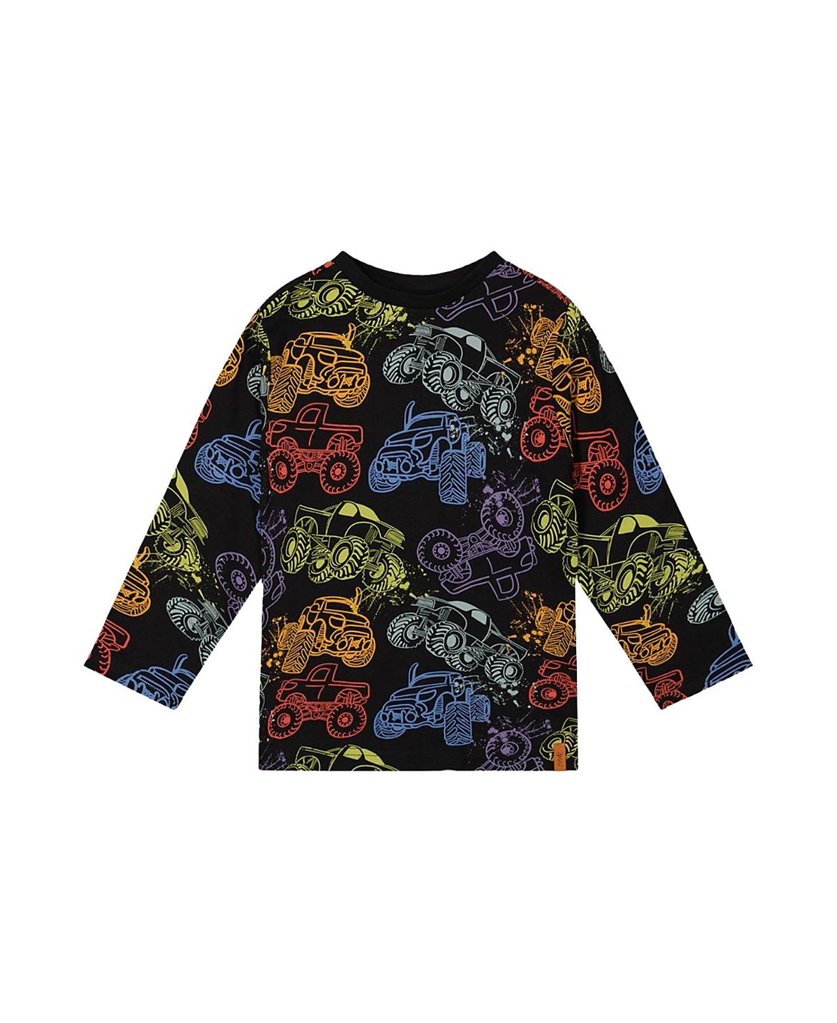 Deux par Deux Boys' Organic Cotton Monster Truck Graphic Long Sleeve T-Shirt - Little Kid, Big Kid