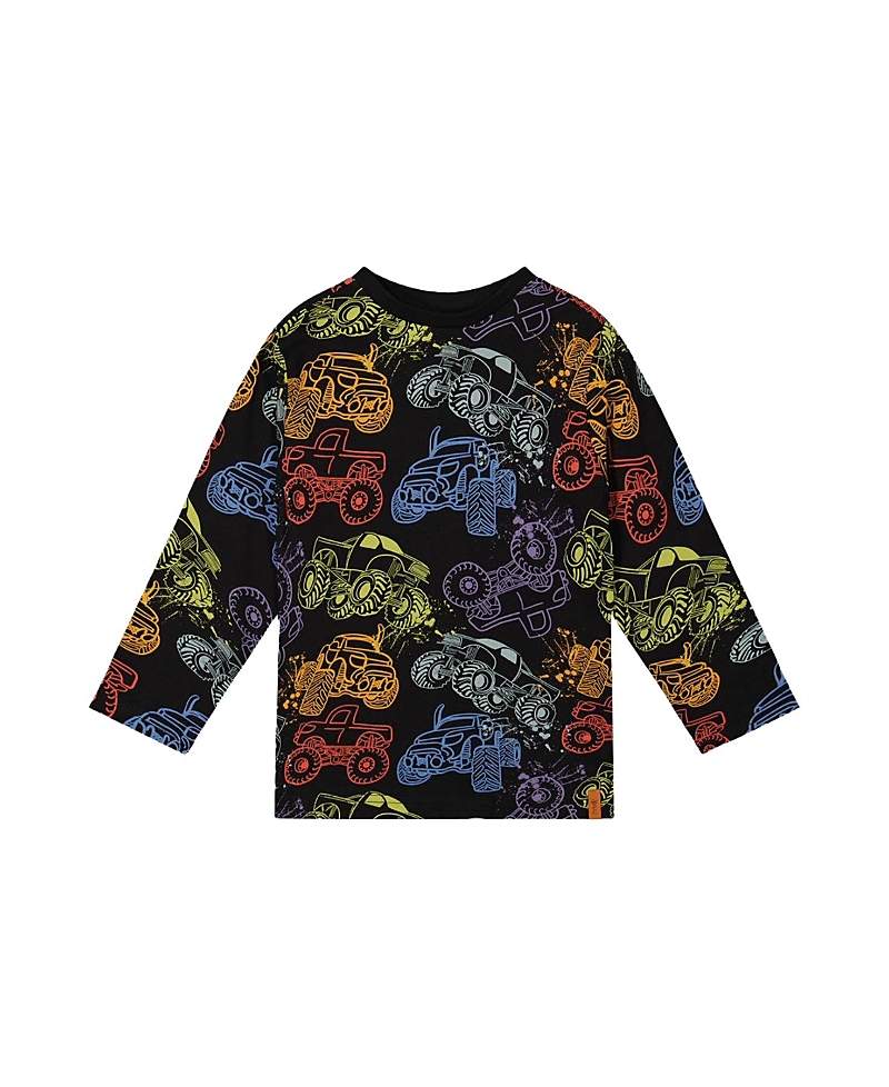 Deux par Deux Boys' Organic Cotton Monster Truck Graphic Long Sleeve T-Shirt - Little Kid