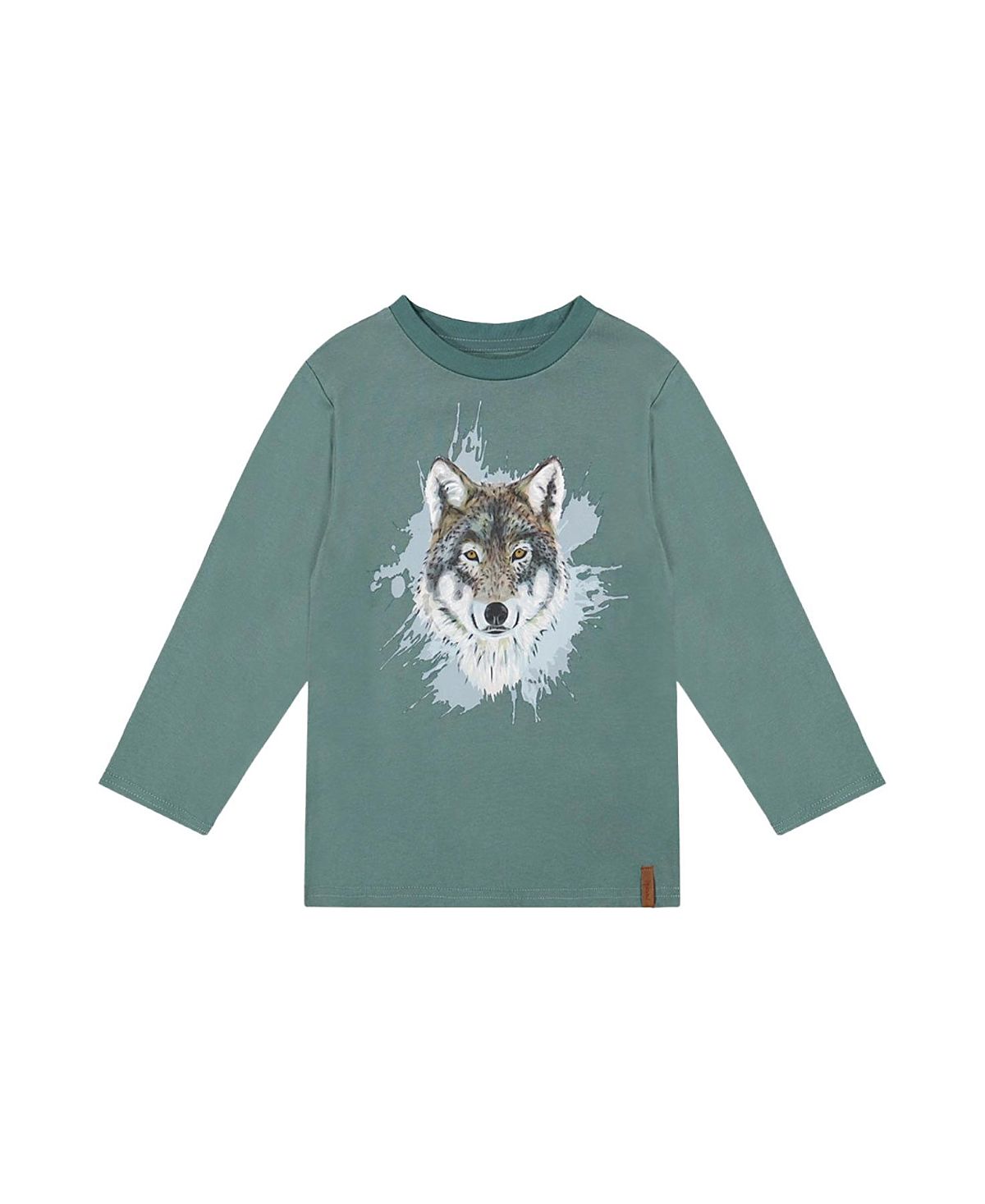 Deux par Deux Boys' Cotton Crew Neck Wolf Graphic Long Sleeve T-Shirt - Little Kid, Big Kid