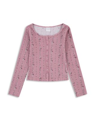 Girls' Long Sleeved Faux Button Front Tee - Big Kid  