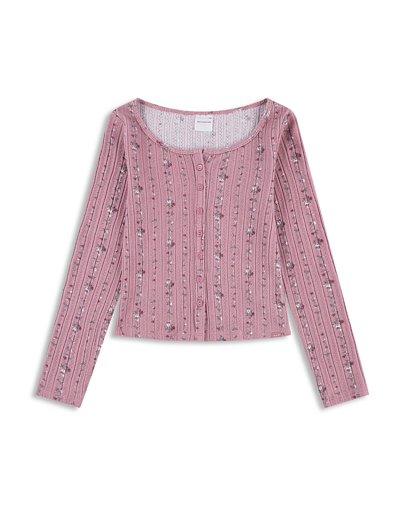 abercrombie kids Girls' Long Sleeved Faux Button Front Tee - Big Kid