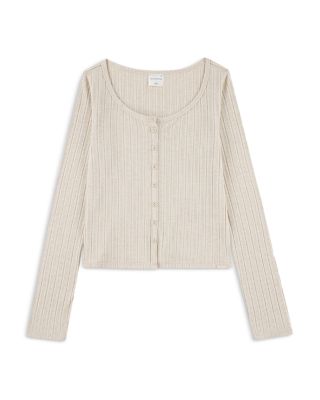 abercrombie kids Girls' Long Sleeved Faux Button Front Tee - Big Kid