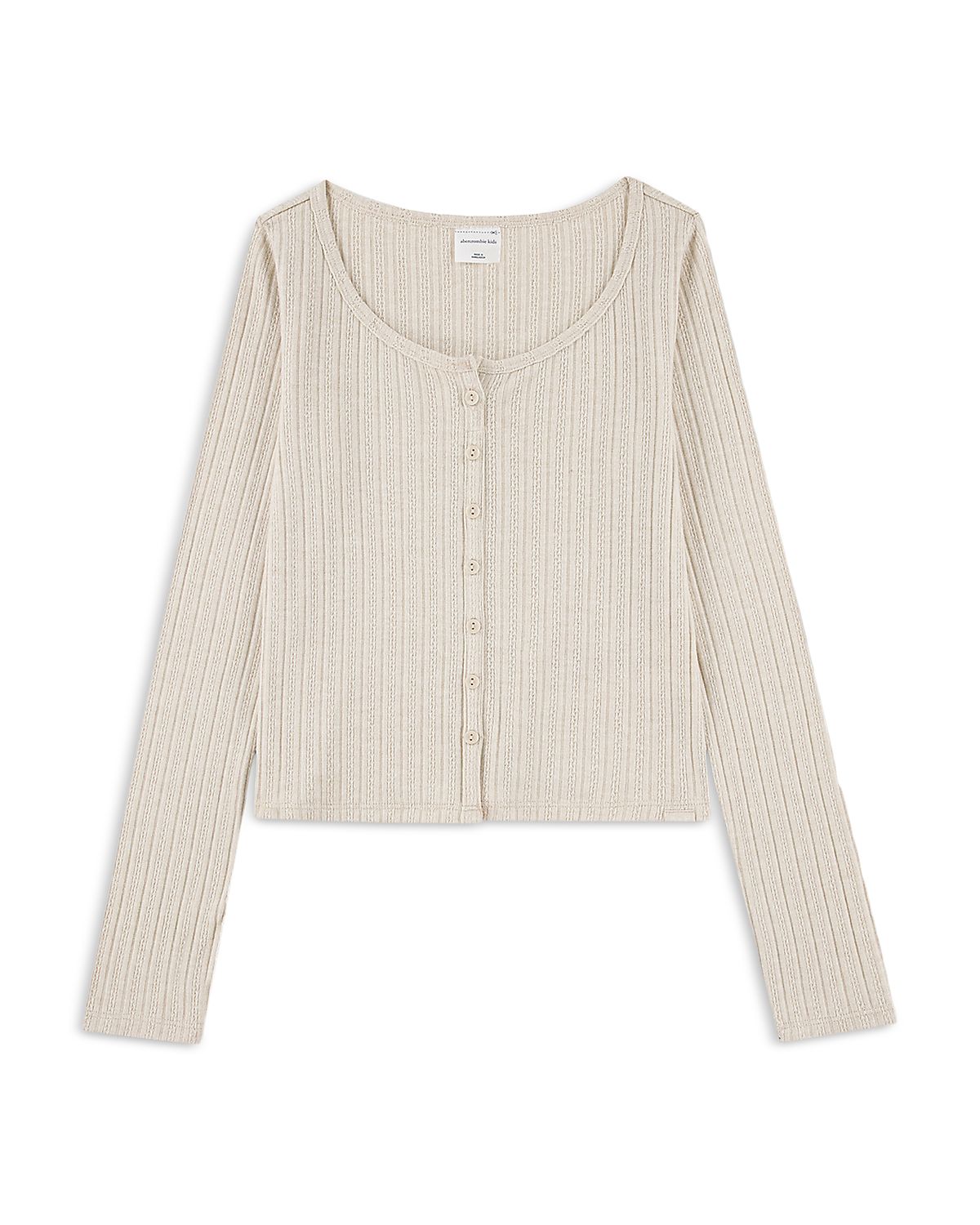 abercrombie kids Girls' Long Sleeved Faux Button Front Tee - Big Kid