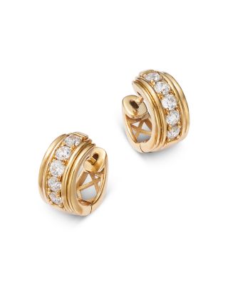 Diamond Huggie Hoop Earrings in 14K Yellow Gold, 0.50 tcw