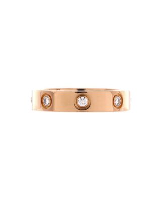 Love Wedding Band 8 Diamonds Ring 18K Rose Gold with Diamonds