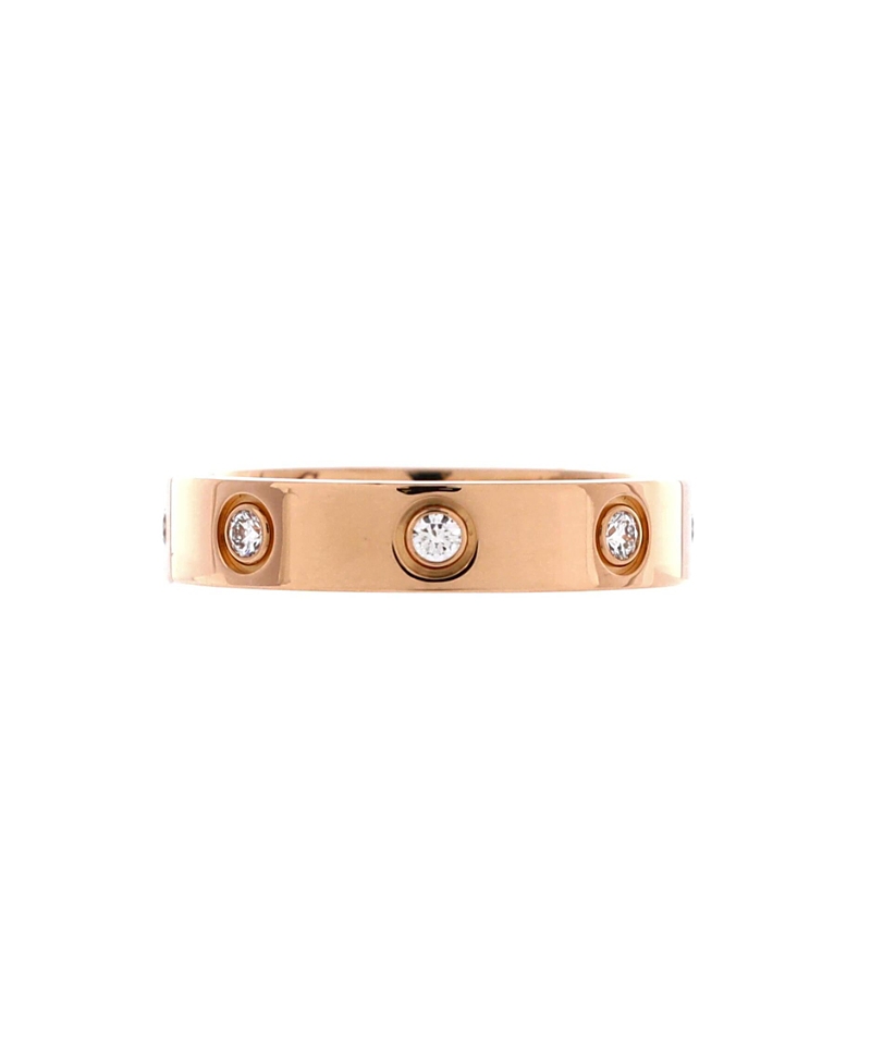 Pre-owned Pre-owned Cartier Cartier Love Wedding Band 8 Diamonds Ring 18k Rose Gold With Diamonds In Pink