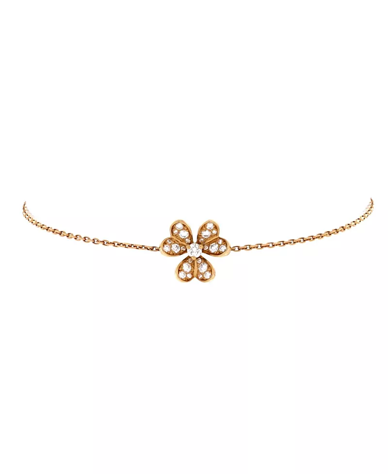 Pre-Owned Van Cleef & Arpels Mini Frivole Bracelet 18K Gold and Pave Diamonds