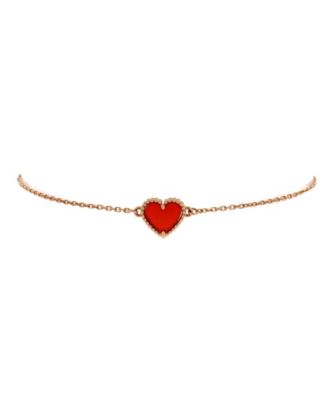  Sweet Alhambra Heart Bracelet 18K Rose Gold with Carnelian