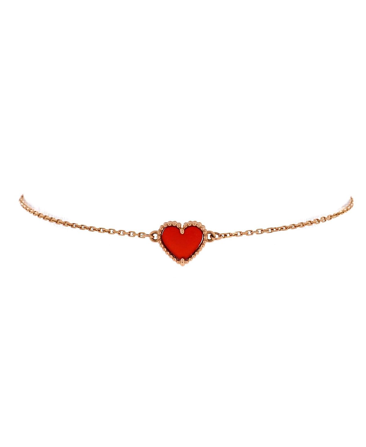 Pre-Owned Van Cleef & Arpels Sweet Alhambra Heart Bracelet 18K Rose Gold with Carnelian