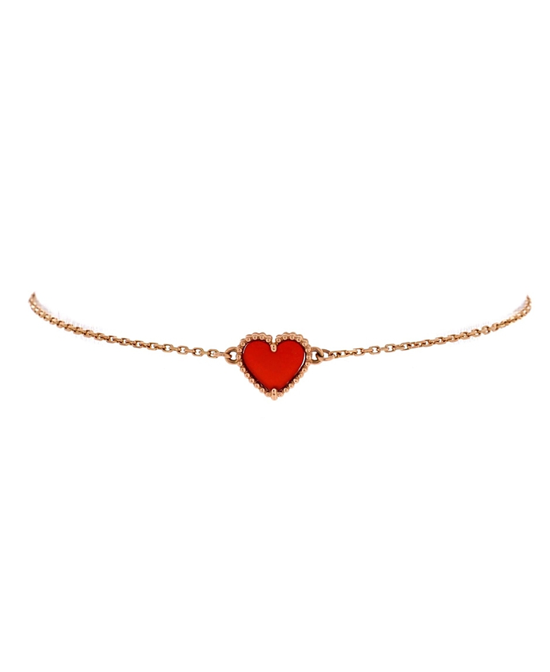Pre-Owned Van Cleef & Arpels Sweet Alhambra Heart Bracelet 18K Rose Gold with Carnelian