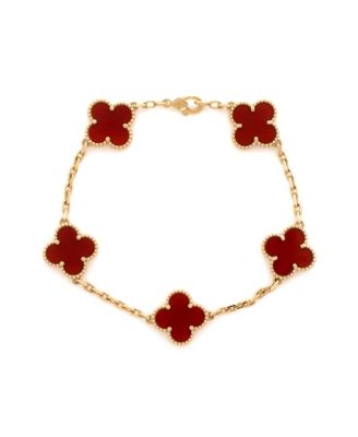 Vintage Alhambra 5 Motifs Bracelet 18K Gold and Carnelian
