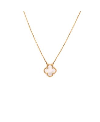  Vintage Alhambra Pendant Necklace 18K Gold and Mother of Pearl, 16.5"