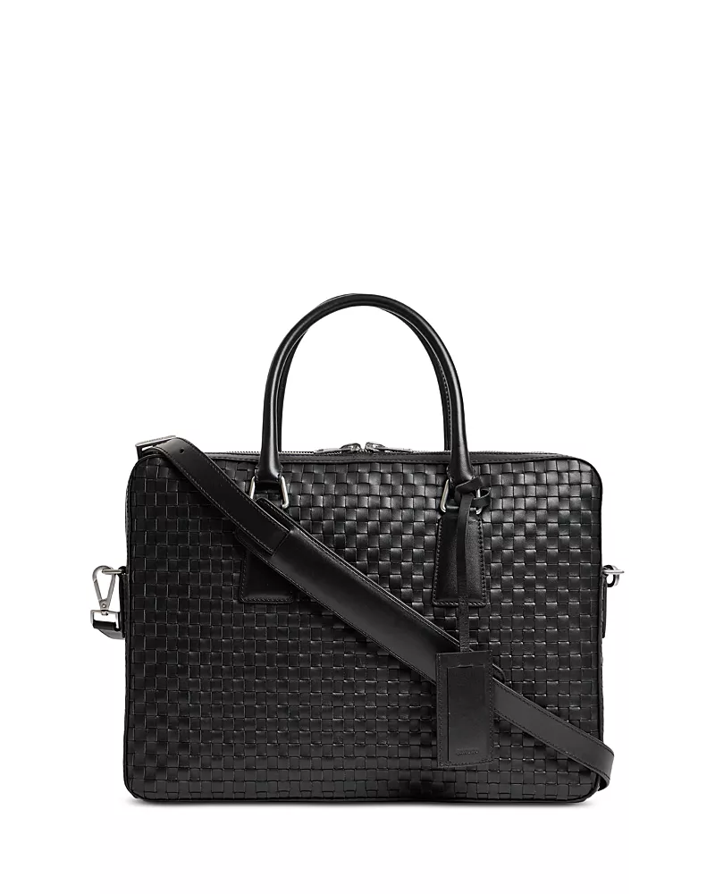 Sandro Downtown Woven Leather Briefcase