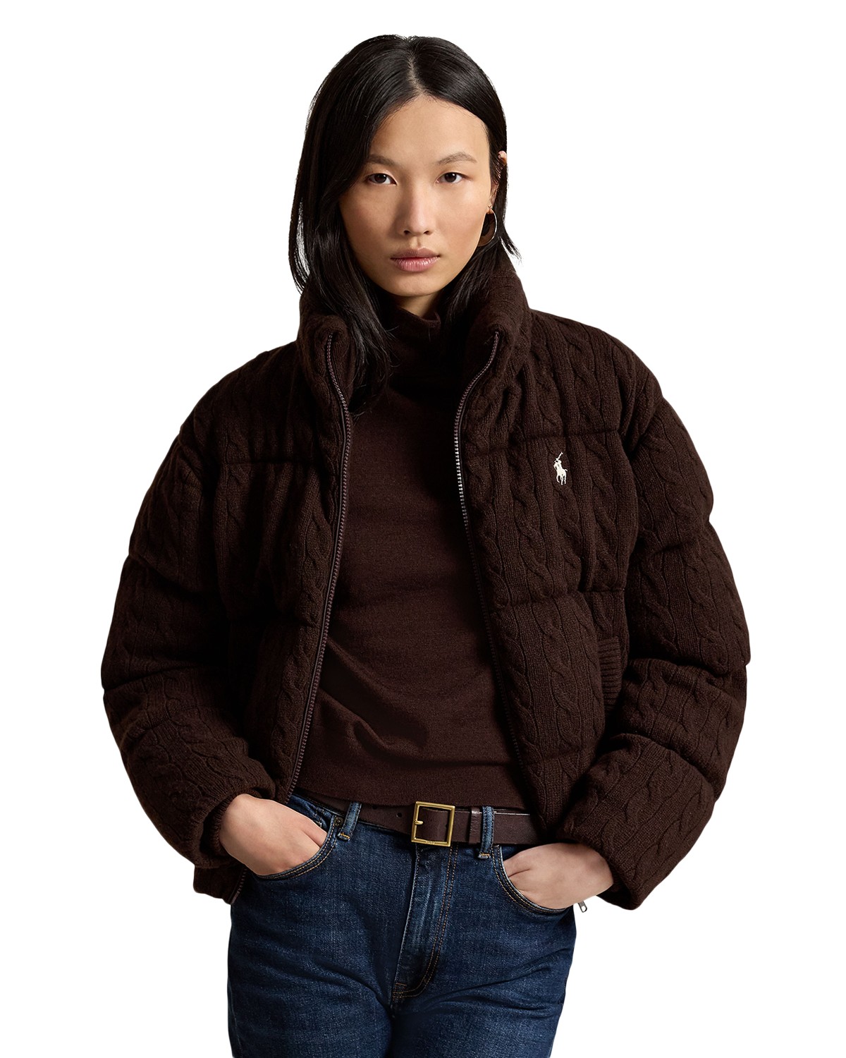 Cable Wool & Cashmere Puffer Jacket