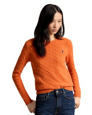 Cable Wool Cashmere Crewneck Slim Fit Sweater