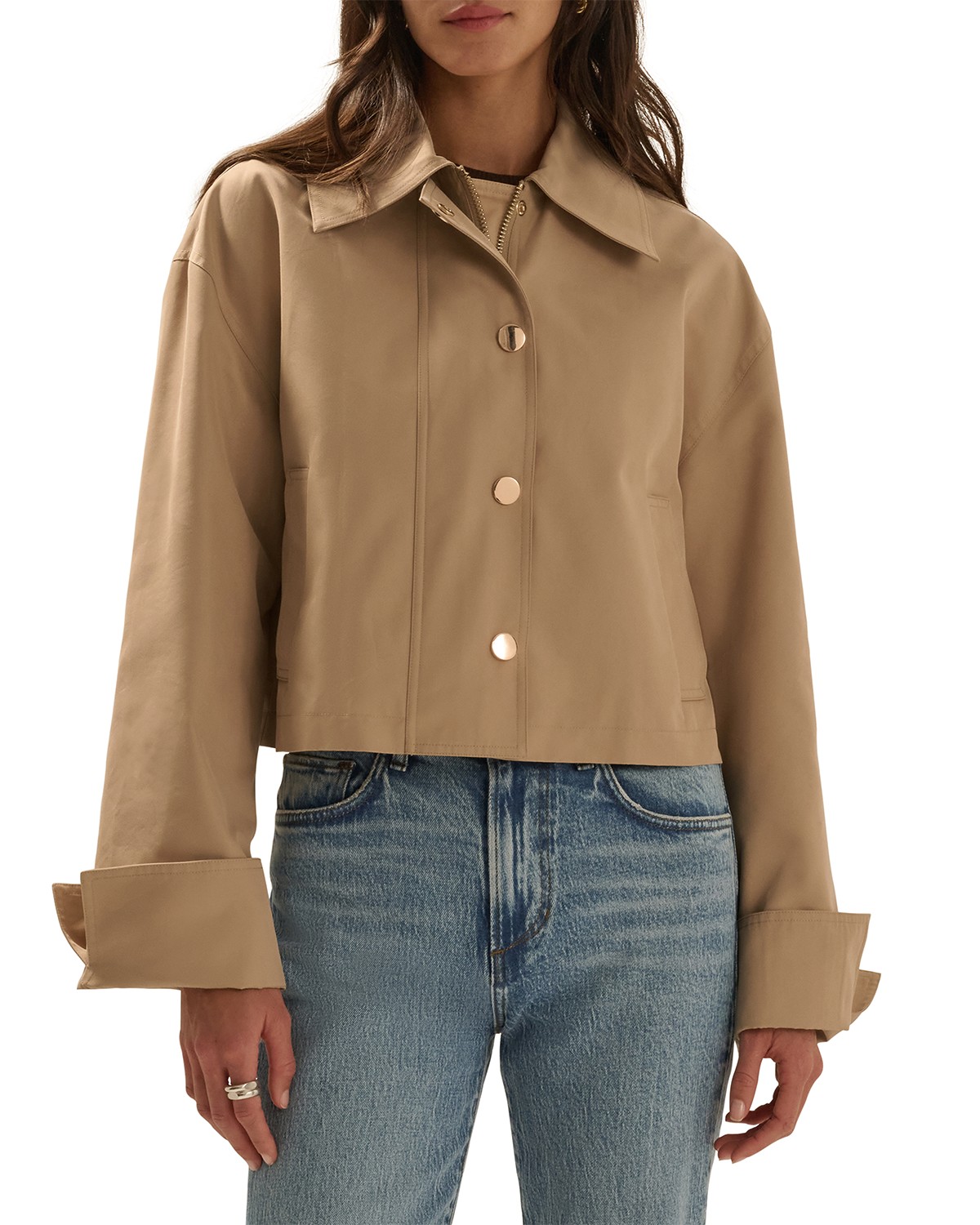 The Rue Cotton Blend Cropped Trench Coat