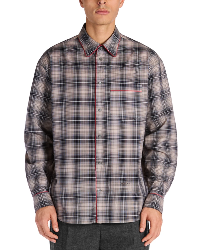 Marni Collared Cotton Button Up Shirt in Walnut
