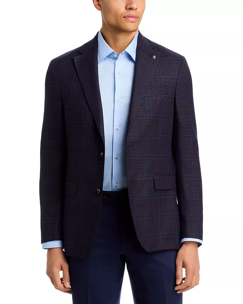 Jack Victor Midland Regular Fit Textured Windowpane Wool Sport Coat