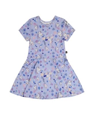 Girls' Short Sleeve Unicorn Drop Waist Dress - Big Kid