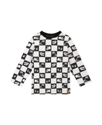Boys' Organic Cotton Checkerboard Dino Icon Long Sleeve T-Shirt - Little Kid