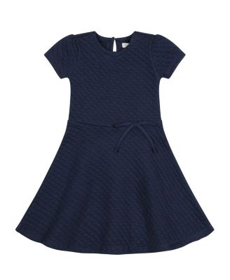  Girls' Quilted Knit Short Sleeve Skater Dress - Little Kid, Big Kid