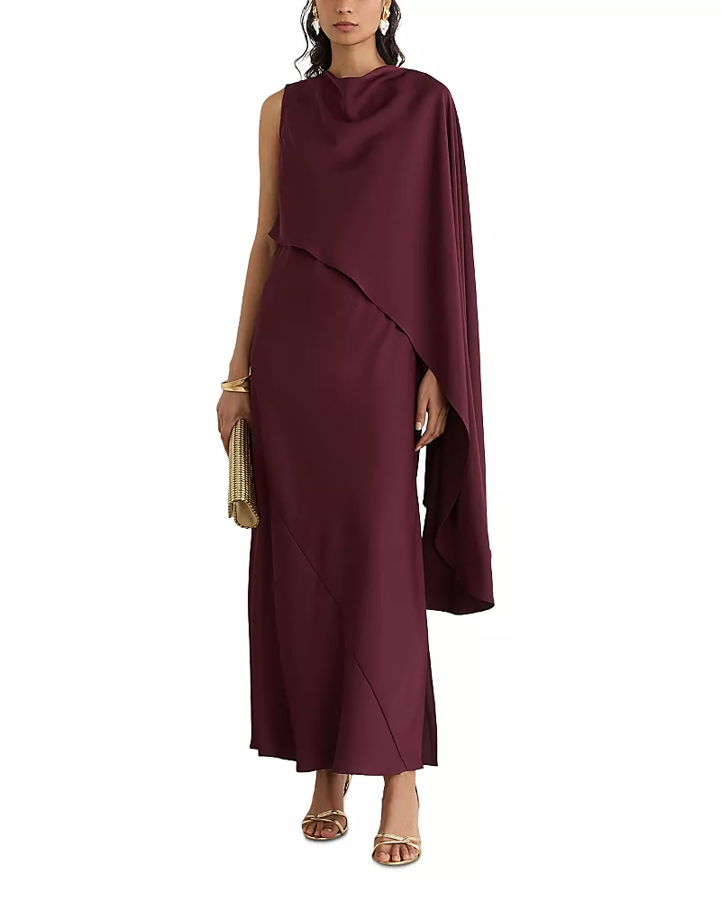 Reiss Winnie One Shoulder Cape Dress