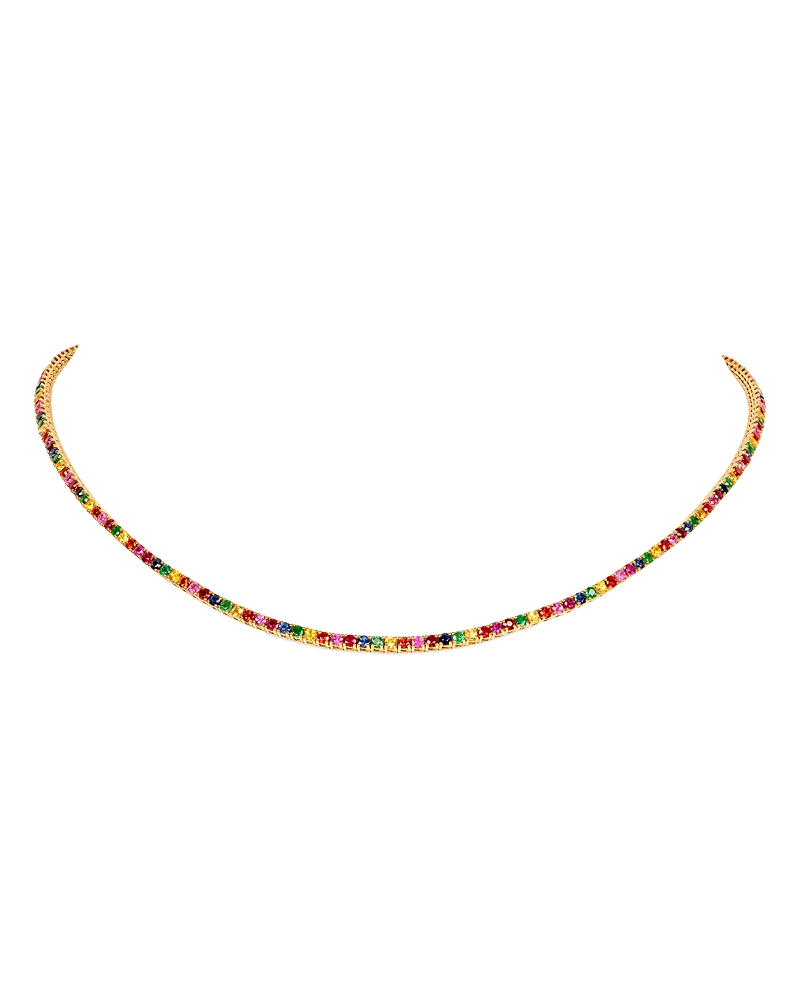 Zydo 18k Yellow Gold Multi Gemstone Tennis Necklace, 16