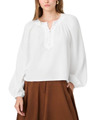 Round Neck Button Front Blouse