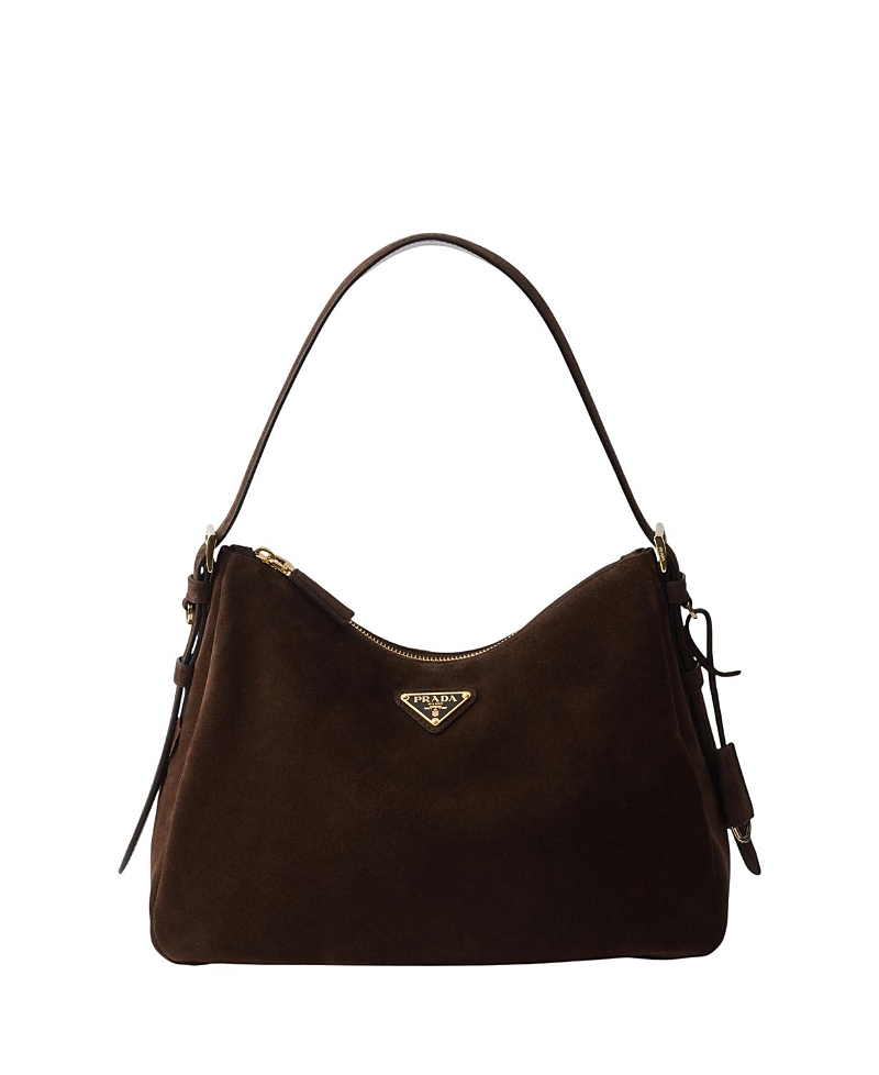 Prada Aimee Medium Suede Shoulder Bag