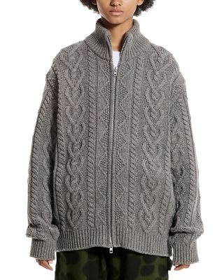 Cable Knit Zip Up Sweater