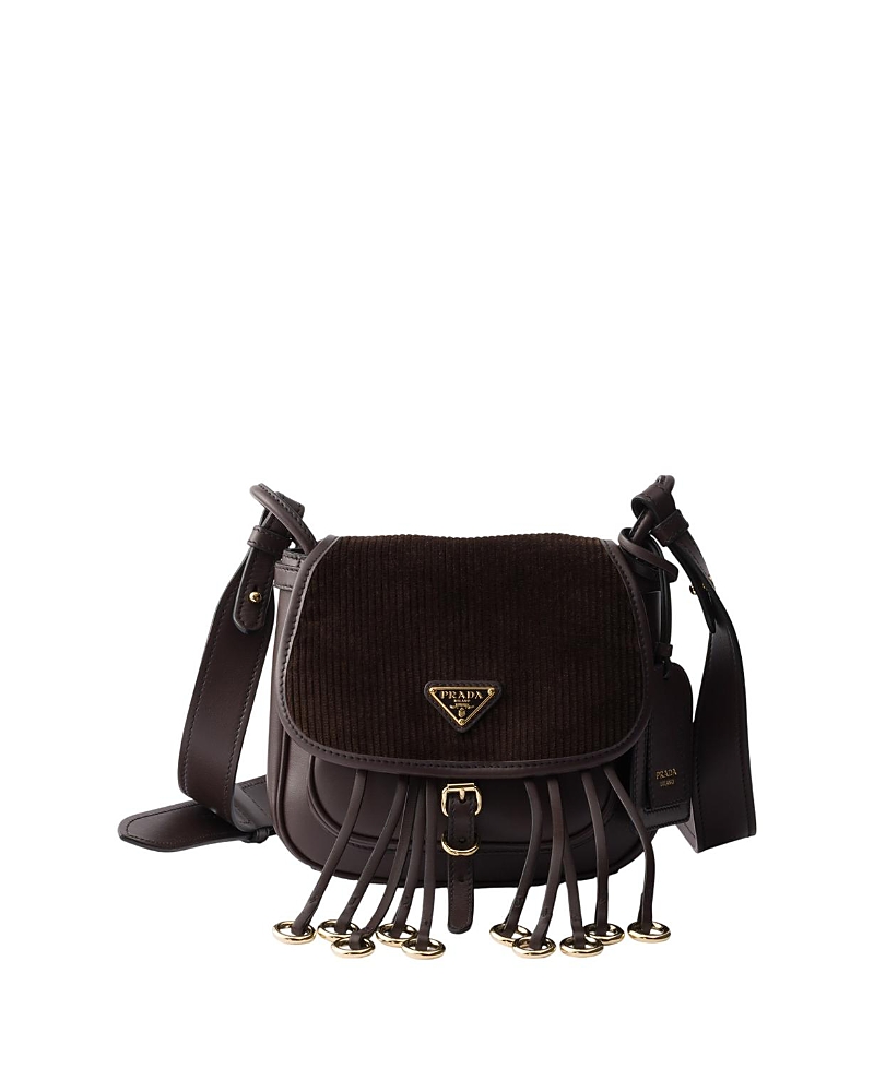 Prada Corsaire Corduroy And Leather Mini Shoulder Bag