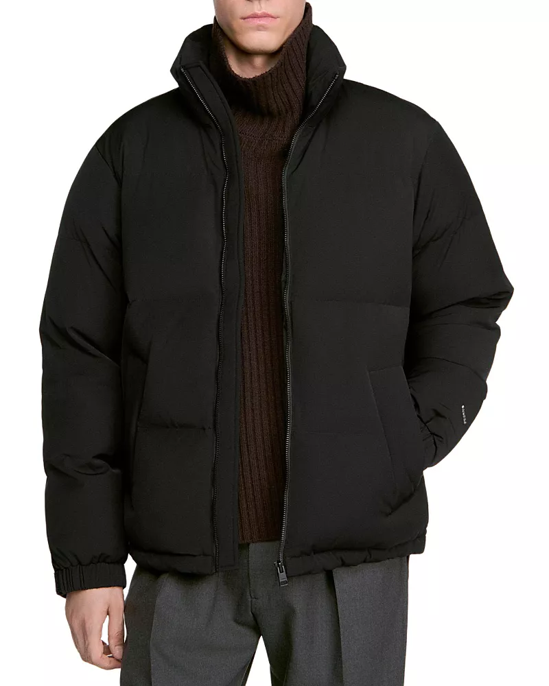 Sandro Tech Fabric Zip Puffer Jacket