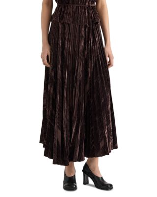 Daphne Crushed Velvet Pleated Skirt