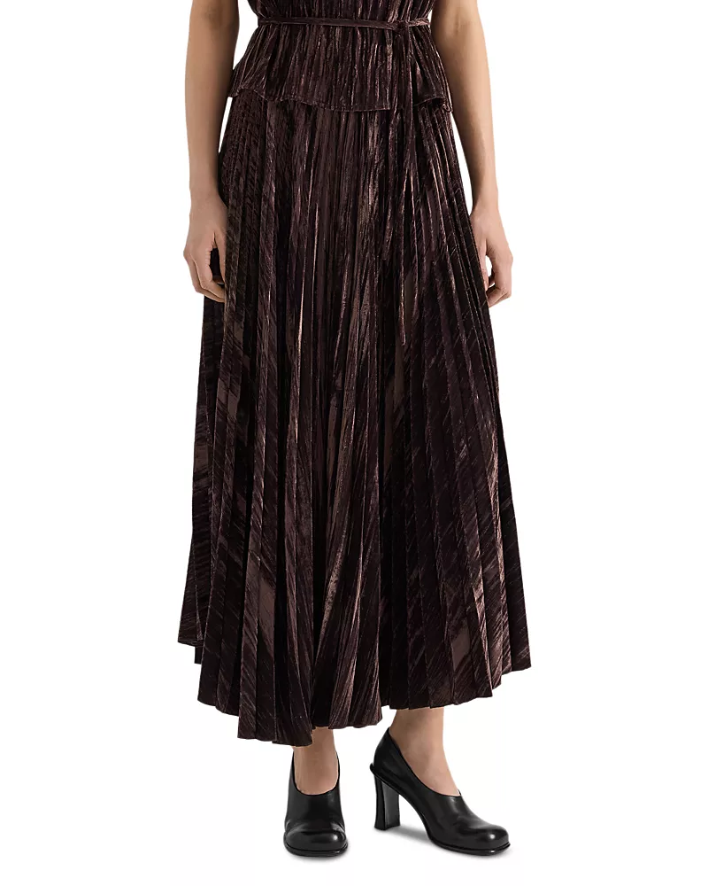 Proenza Schouler White Label Daphne Crushed Velvet Pleated Skirt