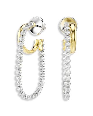 Hyperbola Stone Chain Hoop Earrings