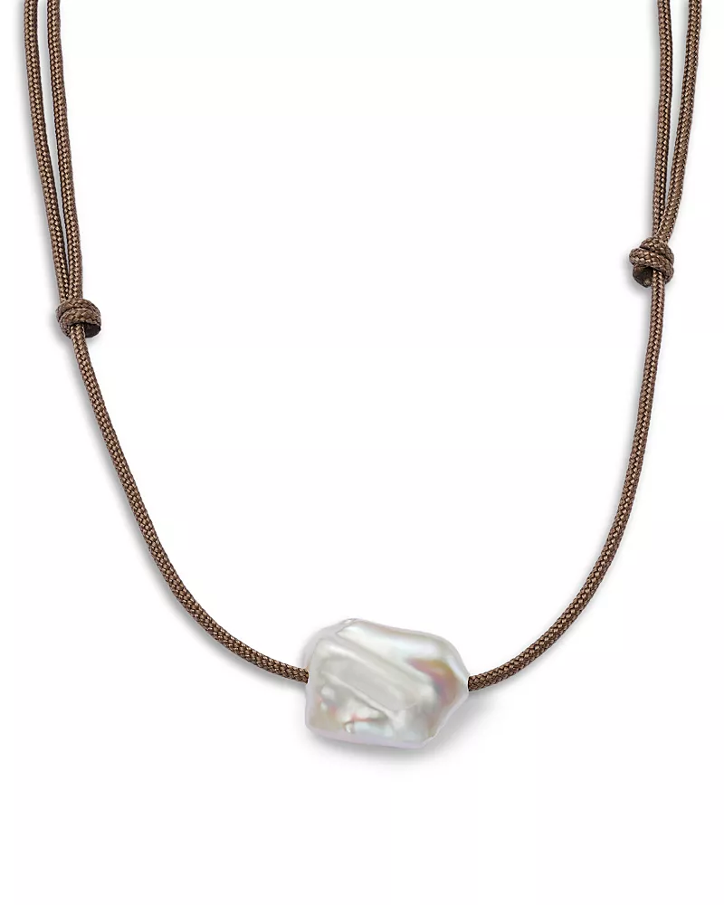 Zoe Chicco 14K Yellow Gold Cultured Freshwater Baroque Pearl Adjustable Pendant Necklace, 12