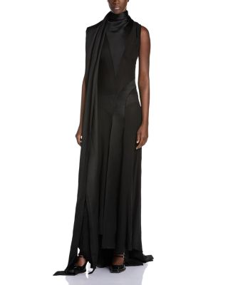 Sheer Panel Silk Gown