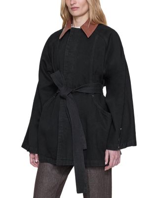 Cotton Tie Belt Sweep Coat