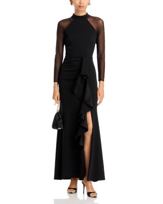 Mock Neck Mesh Sleeve Gown - Exclusive - thumbnail 2