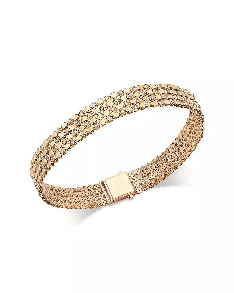 Bloomingdale's Fine Collection Diamond Mesh Bracelet in 14K Yellow Gold, 1.50 tcw