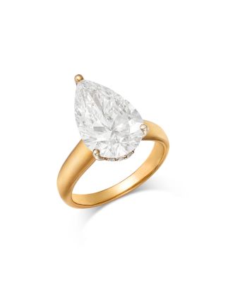 Luxe Collection Certified Lab Grown Diamond Pear Shaped Solitaire Engagement Ring in 18K Yellow Gold, 5.1 tcw